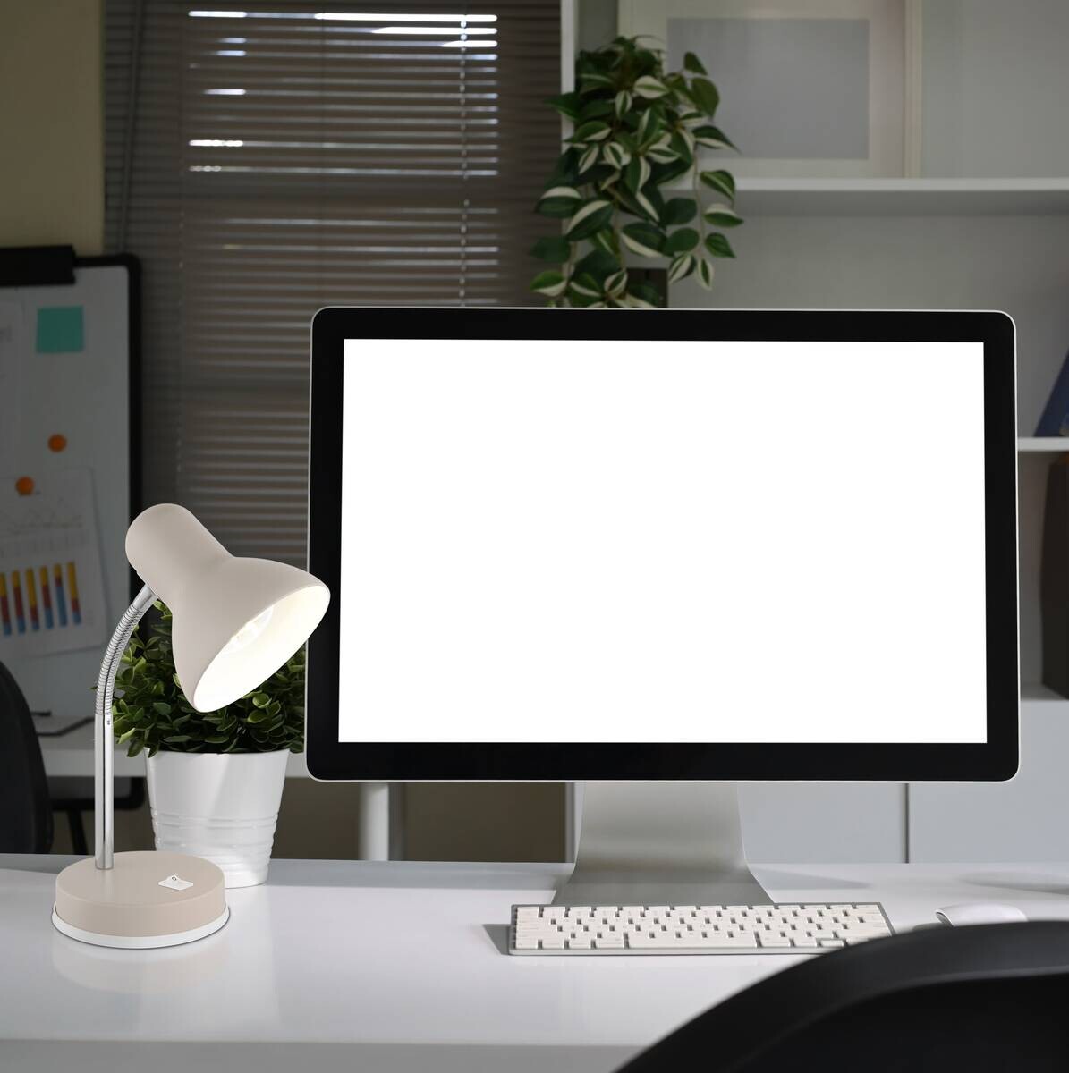 GLOBO Tischleuchte sand Chrom Metall Kunststoff B/H/L: ca. 21,5x12,5x35 cm E27 1 Brennstellen