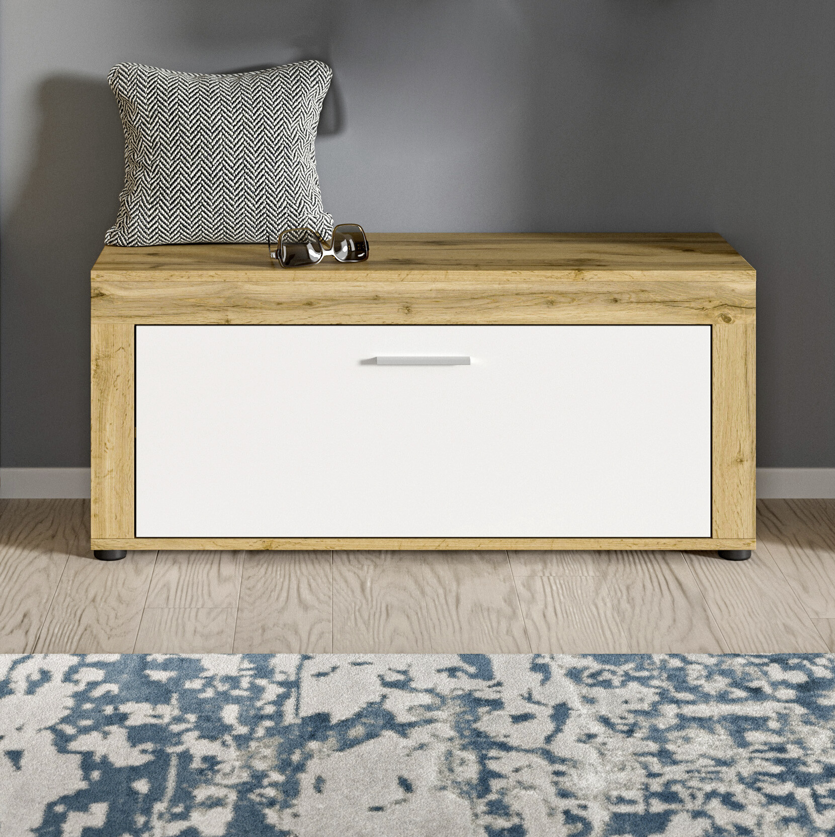 Sitzbank JAM Eiche Wotan Nachbildung weiß B/H/T: ca. 100x44x35 cm