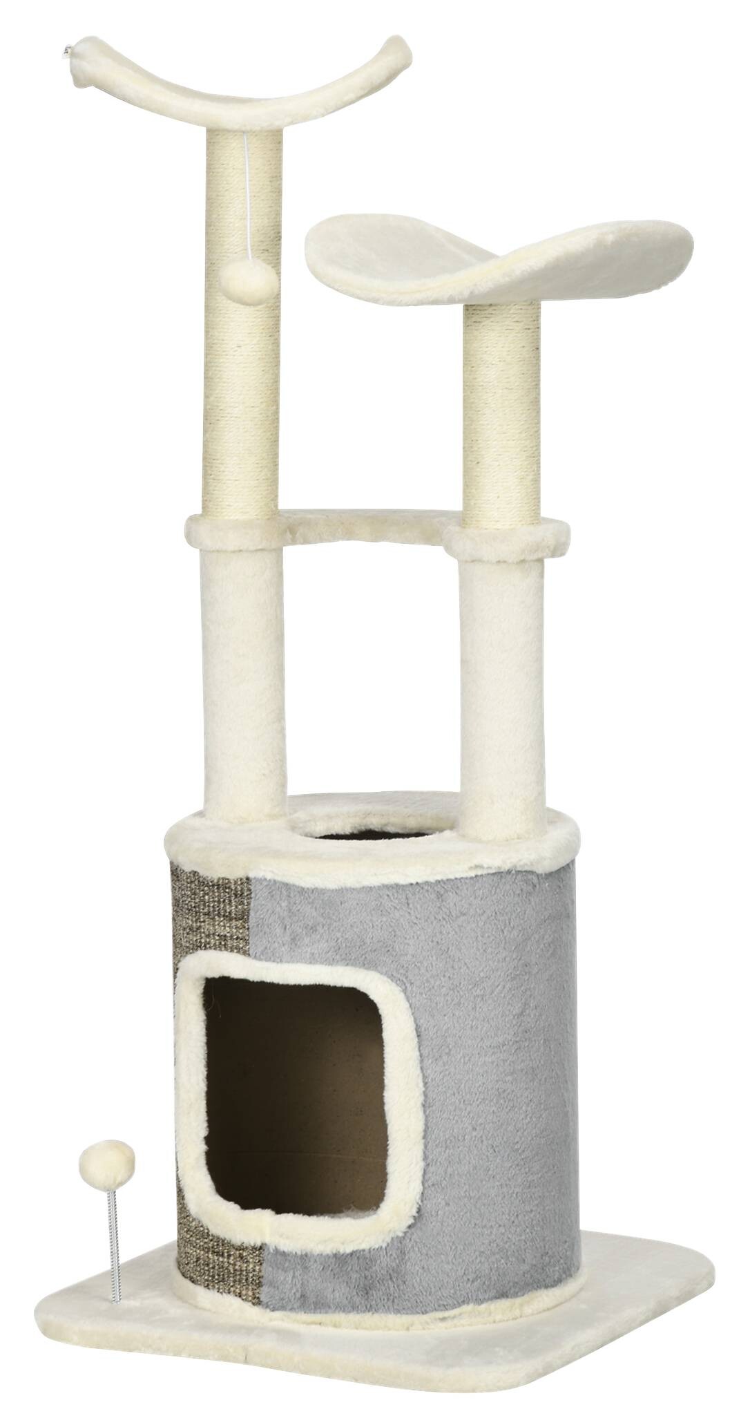 PawHut Kratzbaum cremeweiß Polyester B/H/L: ca. 48x110x48 cm