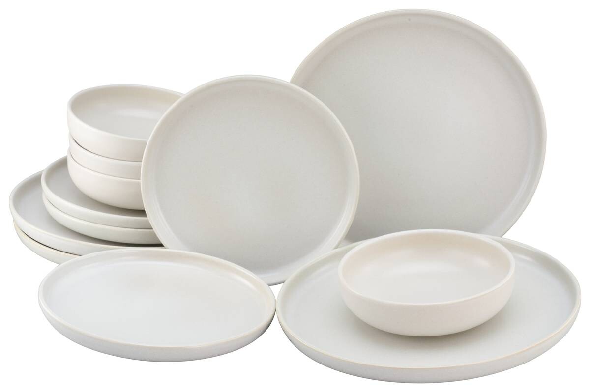 CreaTable Tafelservice Uno offwhite Steinzeug 12 tlg.