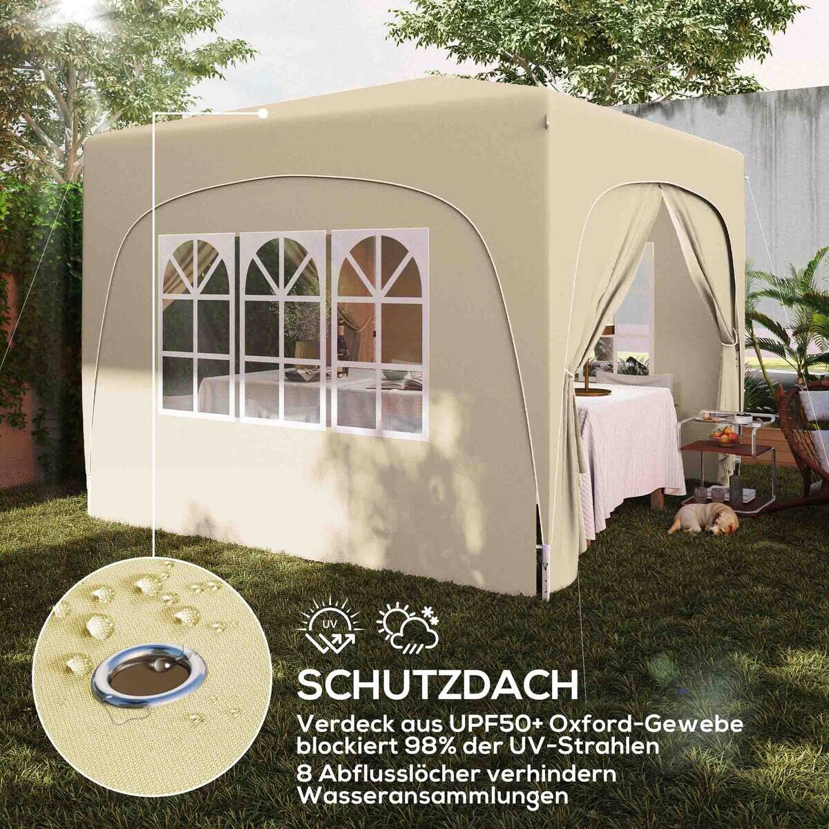 Outsunny Pavillon sand Metall B/H/L: ca. 300x273x300 cm