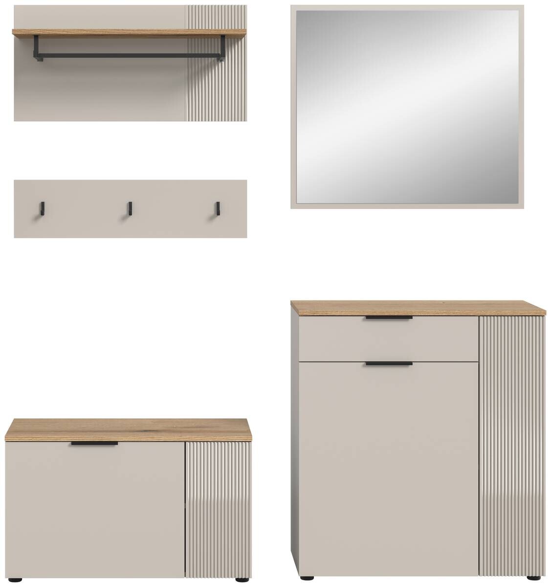Garderobe Slide Kaschmirgrau Nachbildung Evoke Oak Nachbildung B/H/T: ca. 175x190x36 cm