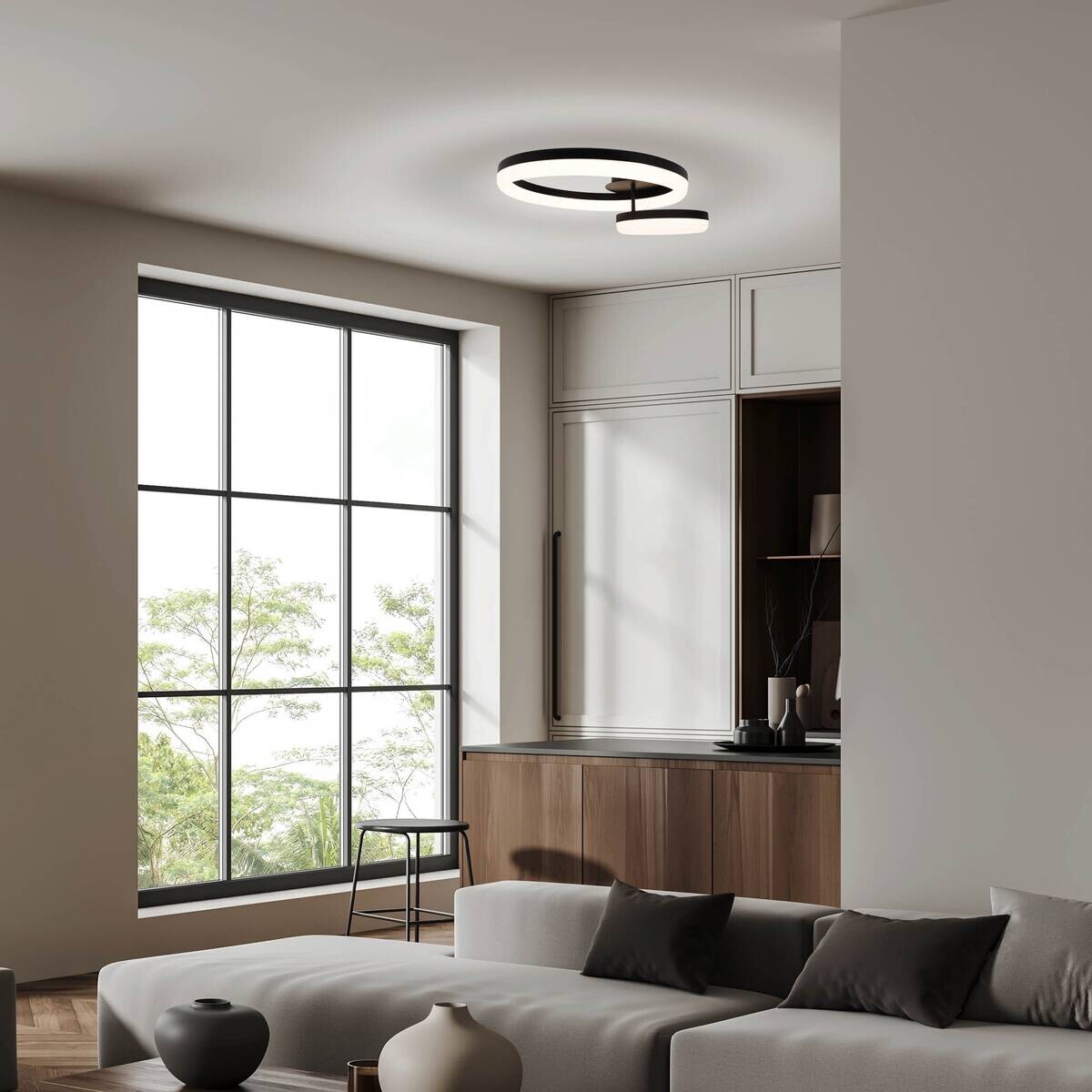 Näve Leuchten Deckenleuchte 1403422 schwarz Kunststoff Metall B/H/T: ca. 40x14x53 cm 2 Brennstellen