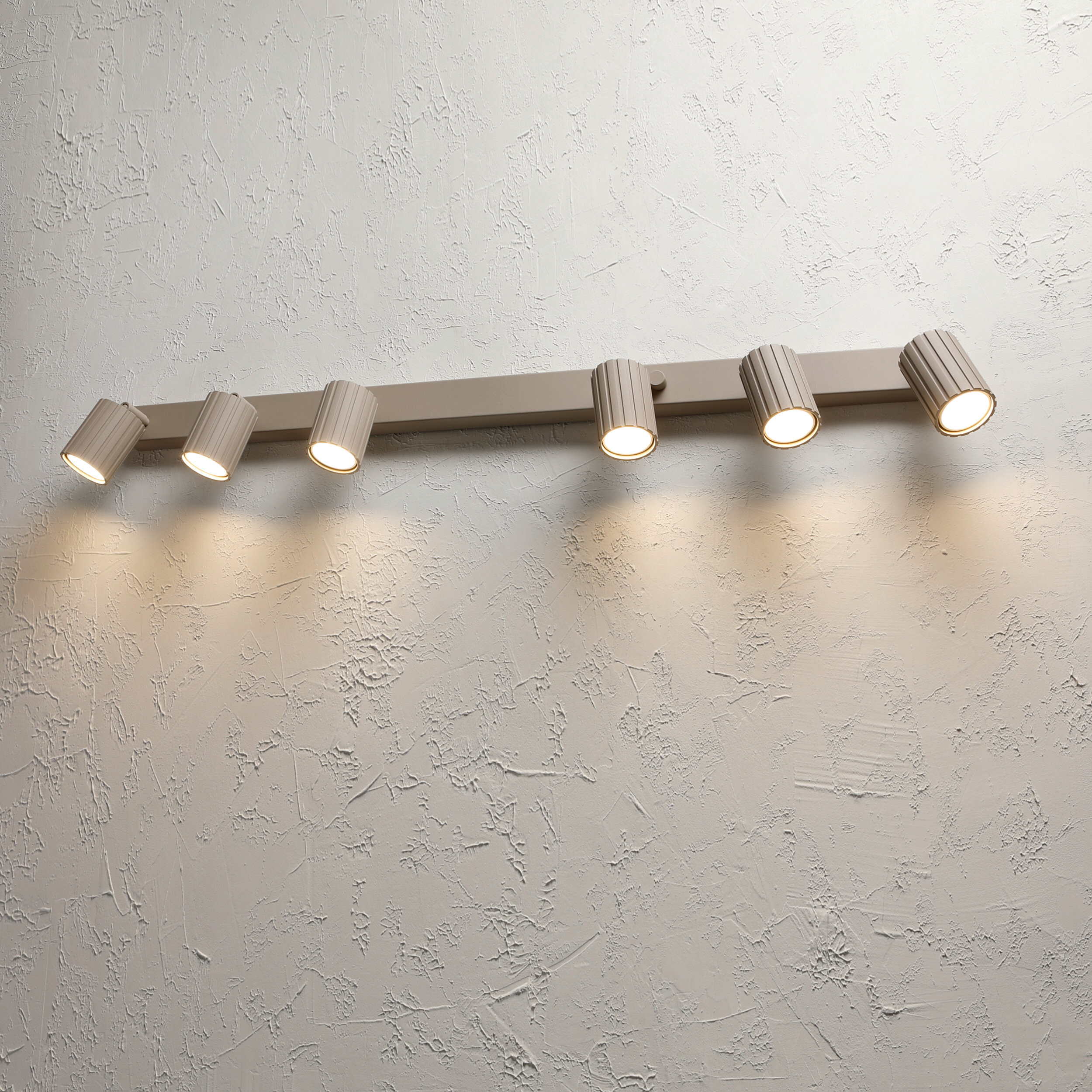 Lamkur Strahler Prisma beige Stahl B/H/L: ca. 6,5x16,5x117 cm 6 Brennstellen