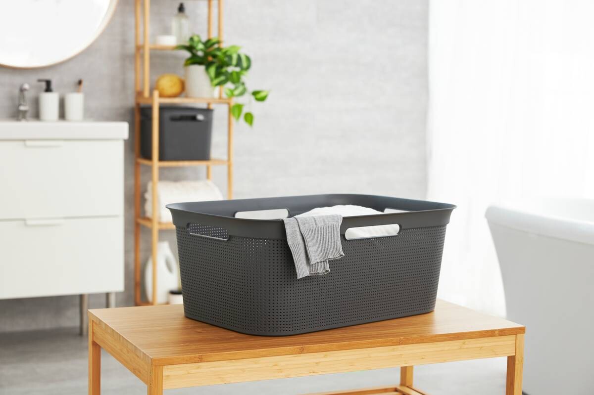 Rotho Wäschekorb anthrazit B/H/L: ca. 39,6x23,2x59,6 cm