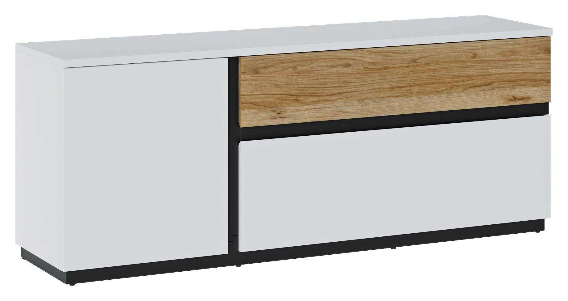TV-Lowboard Novena weiß Eiche Catania Nachbildung schwarz matt B/H/T: ca. 160x63x40 cm