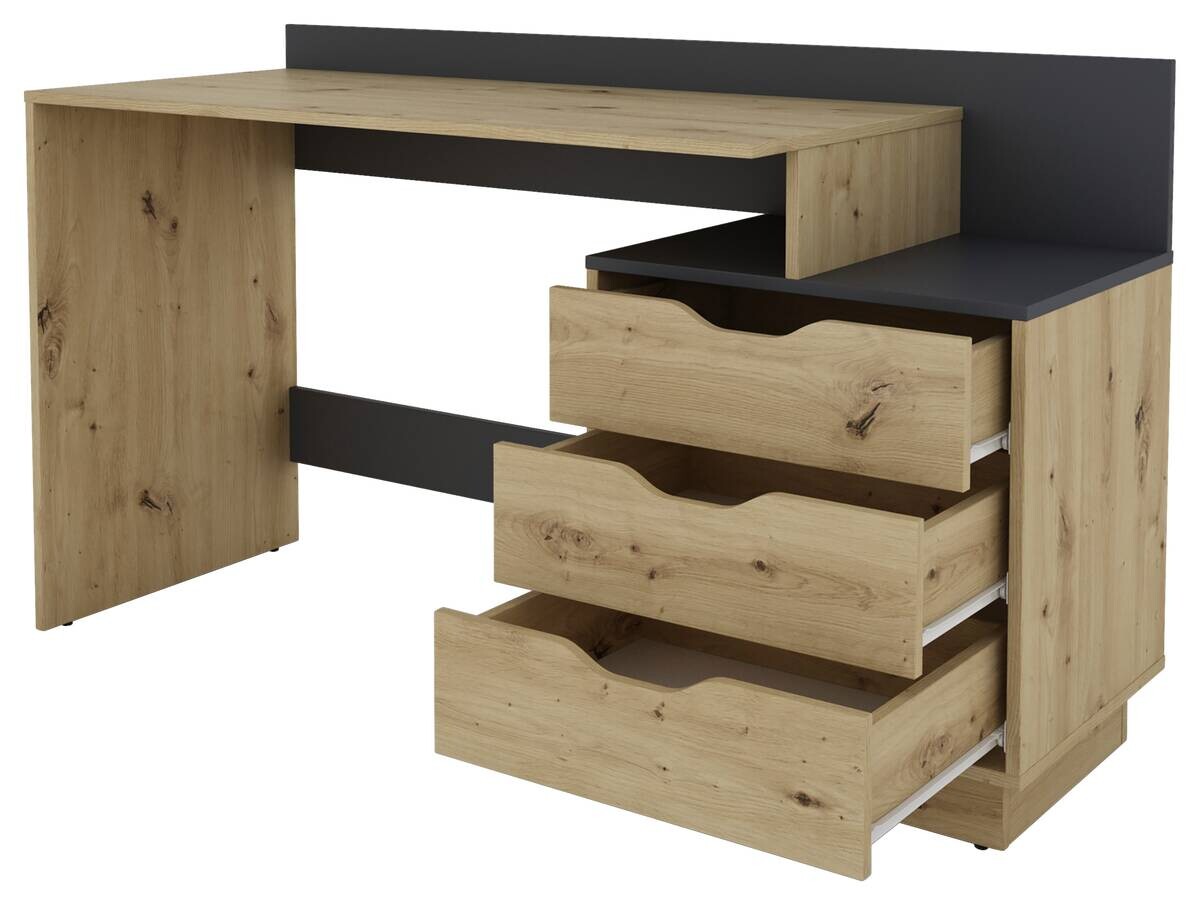 Schreibtisch BELFAST Eiche Artisan Nachbildung anthrazit B/H/T: ca. 138x83,5x51,5 cm