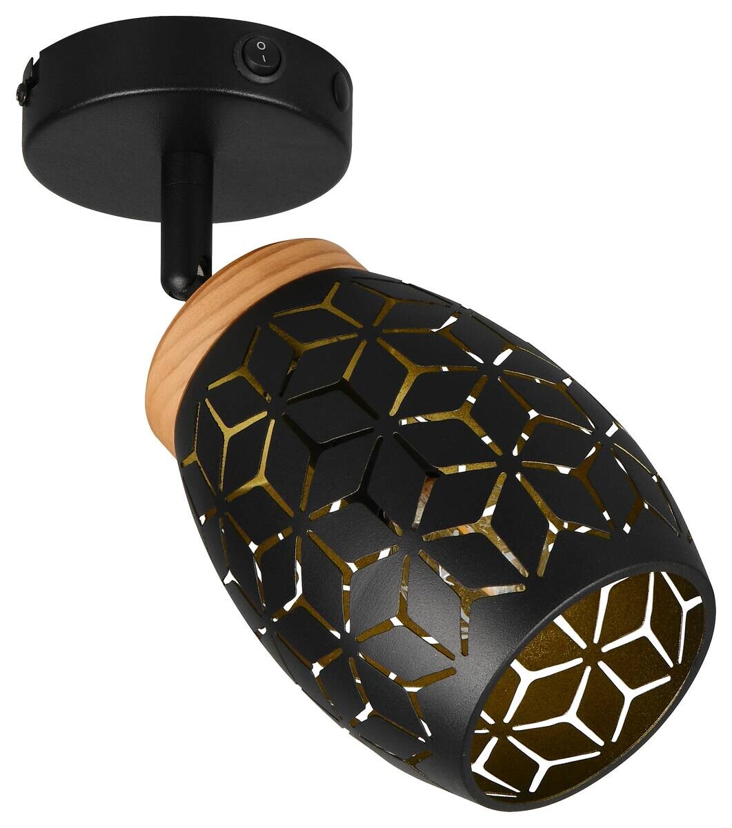 Reality Leuchten Spots Bidar schwarz gold Metall B/H: ca. 12x27 cm E14 1 Brennstellen