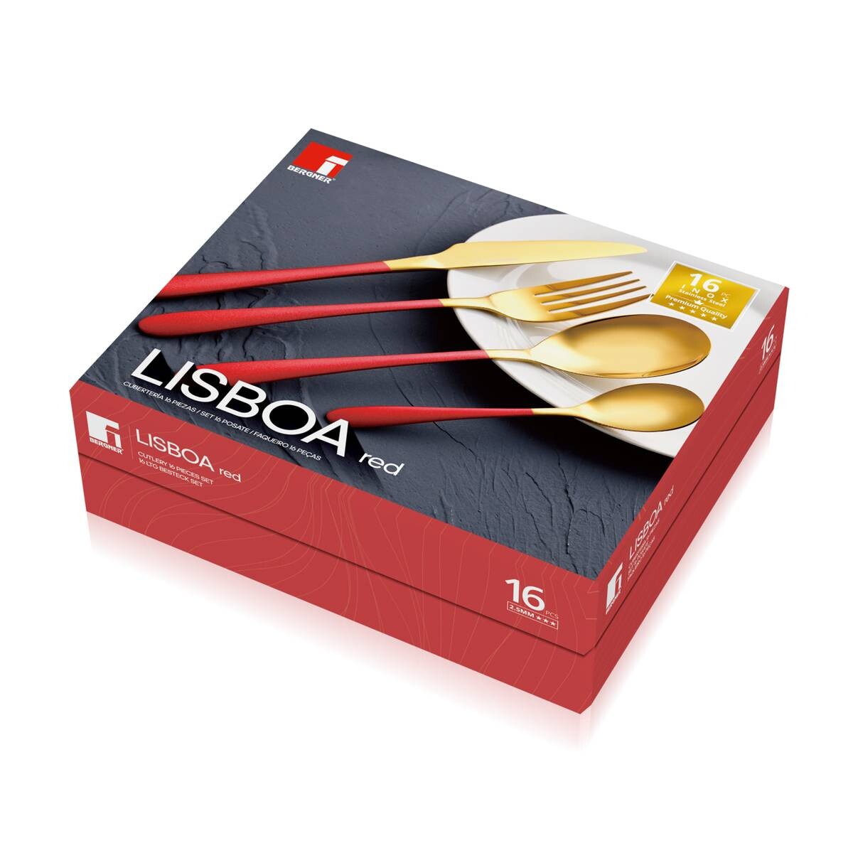 BERGNER Besteckset Lisboa red rot Edelstahl 16 tlg.