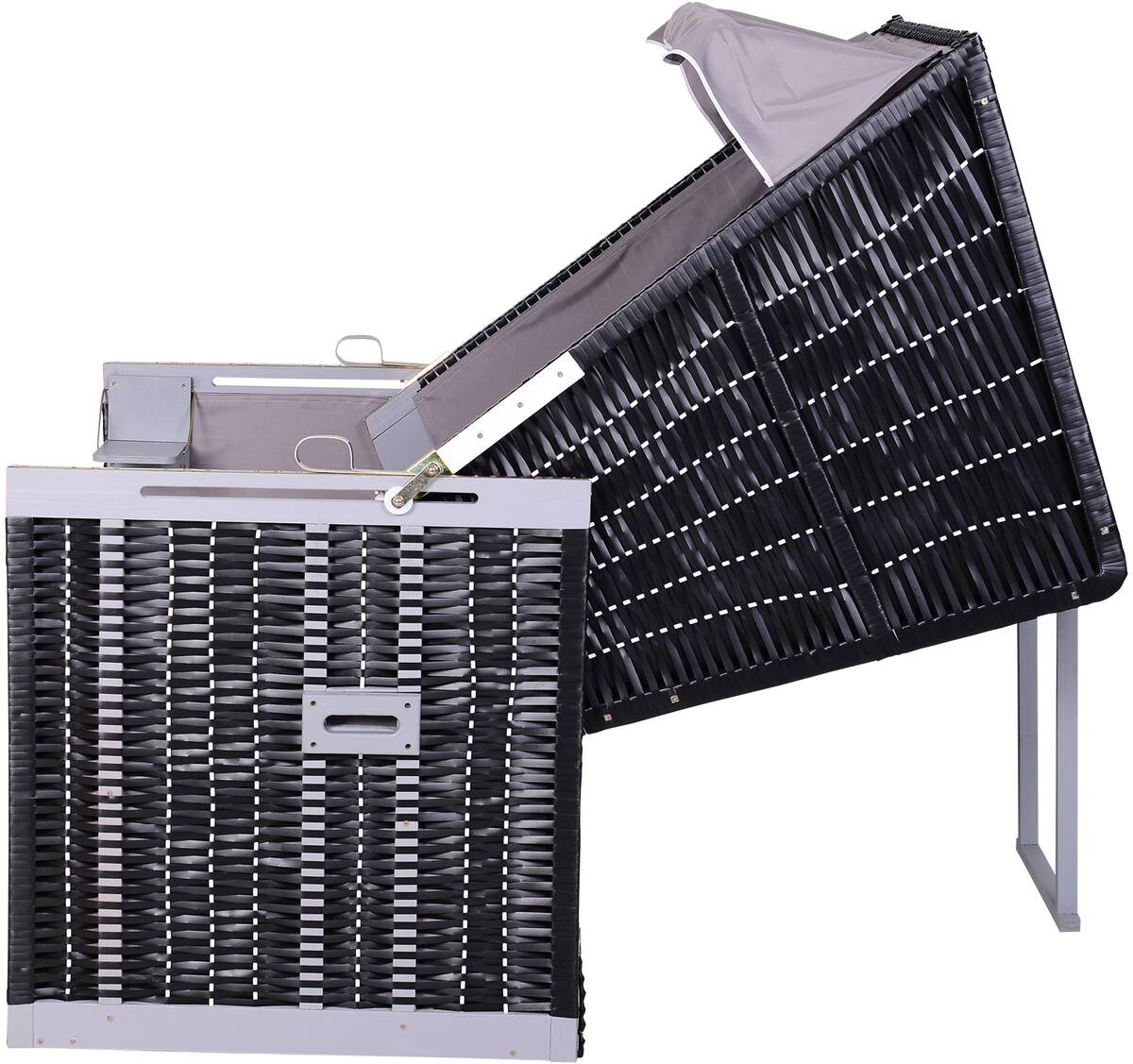 Outsunny Strandkorb grau Metall B/H/T: ca. 118x150x79 cm