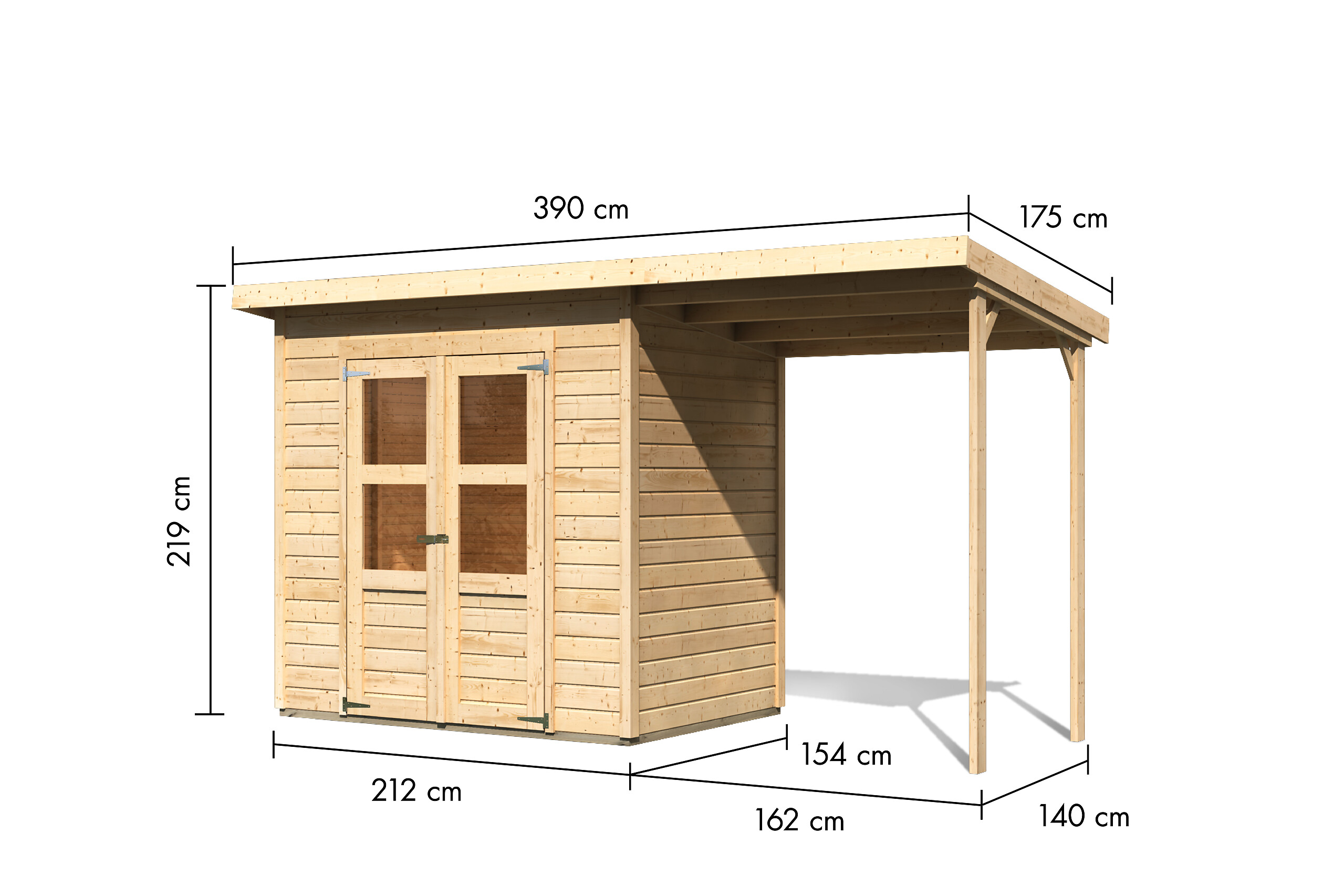 Karibu Gartenhaus Tony 0,5 natur B/H/T: ca. 212x219x154 cm