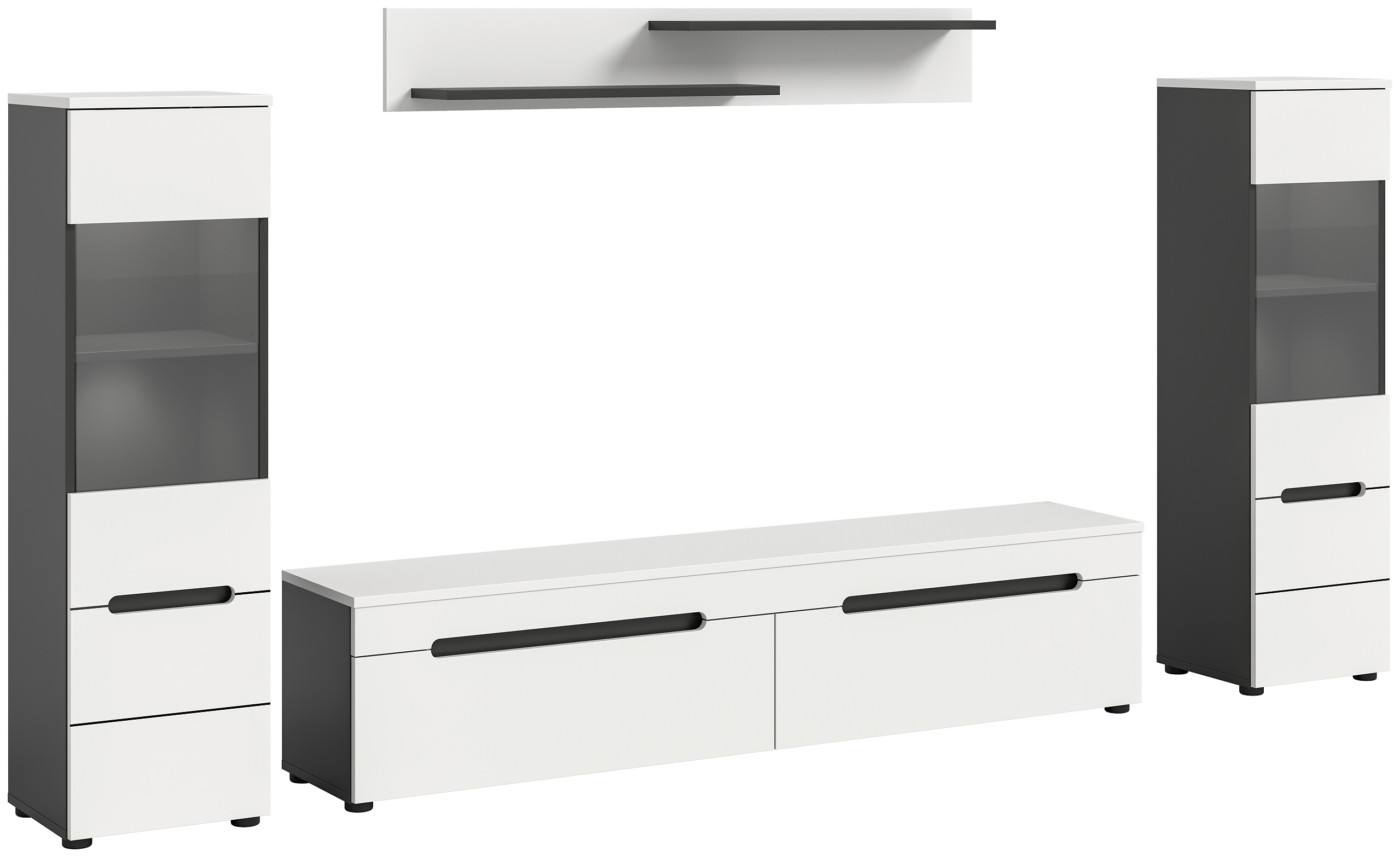 Wohnwand Canu basaltgrau weiß B/H/T: ca. 272x141x33 cm
