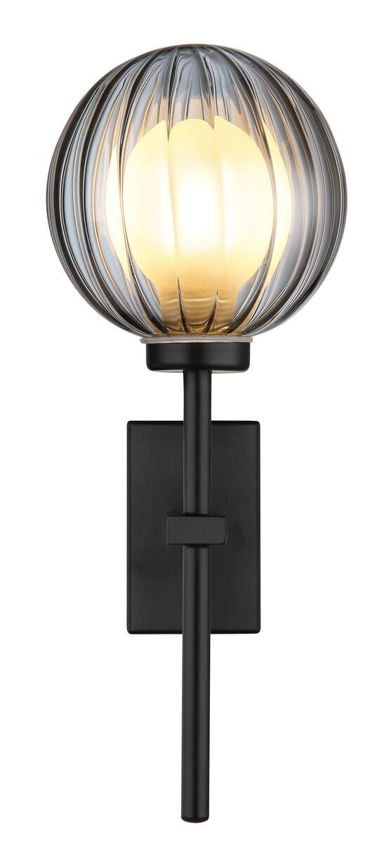 GLOBO LED-Wandleuchte schwarz Rauch Glas Metall B/H: ca. 10x26 cm 1 Brennstellen