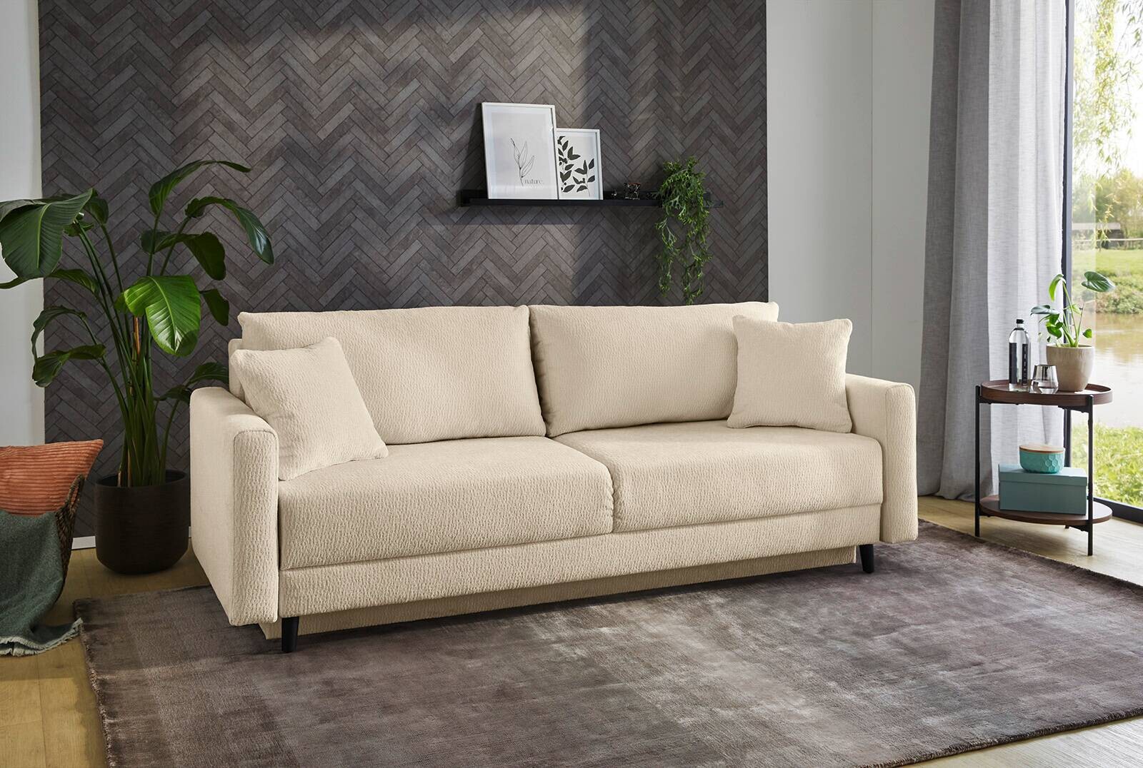 Schlafsofa beige Polyester B/H/T: ca. 217x86x94 cm Schlafsofa beige Polyester B/H/T: ca. 217x86x94 cm