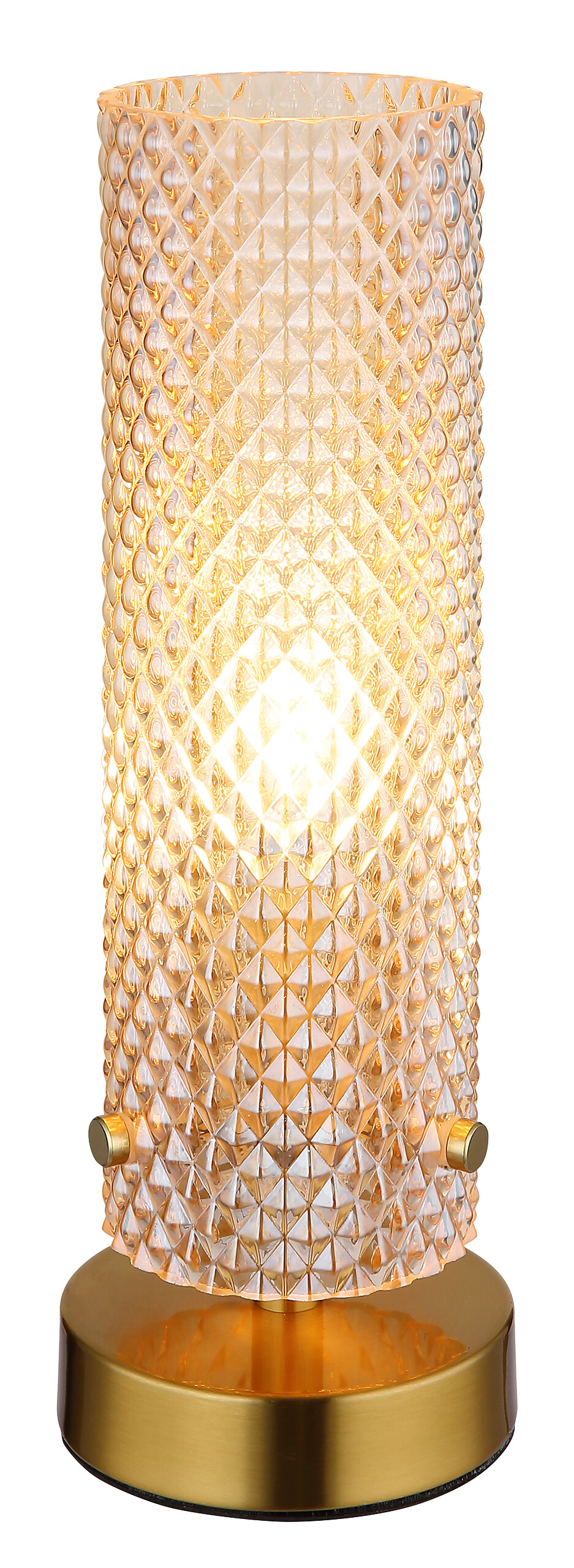 GLOBO Tischleuchte gold amber Glas Metall H/D: ca. 28,5x10 cm E14 1 Brennstellen