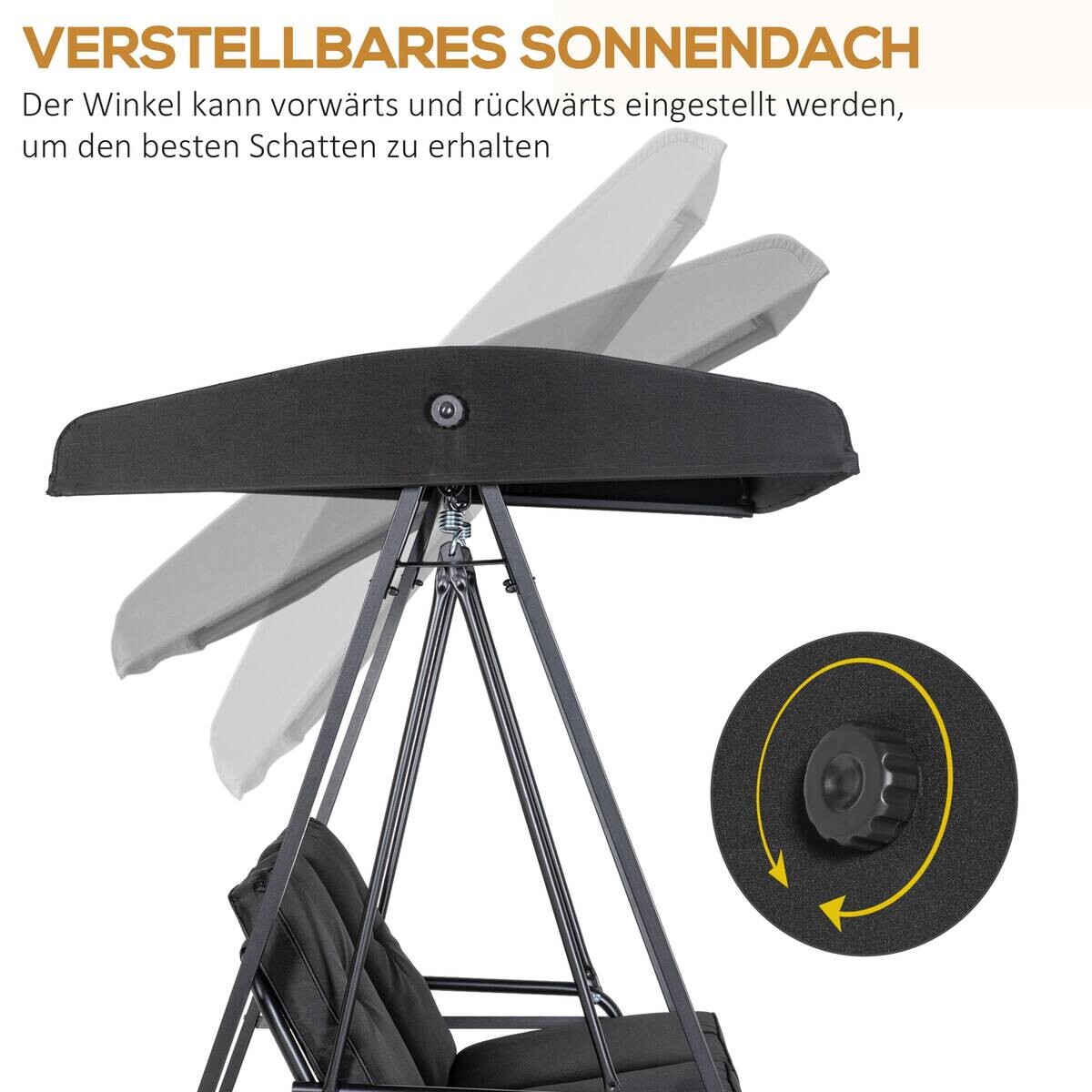 Outsunny Hollywoodschaukel schwarz Polyester B/H/L: ca. 116x172x145 cm