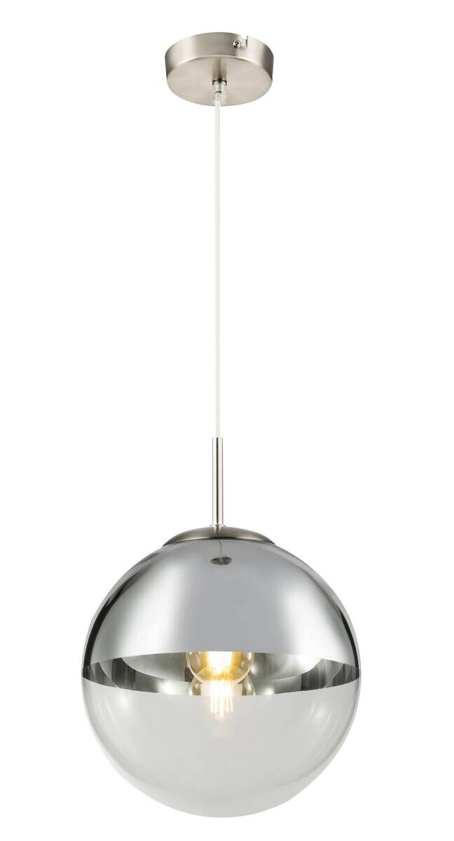 GLOBO Pendelleuchte nickel matt Metall H/D: ca. 120x25 cm E27 1 Brennstellen