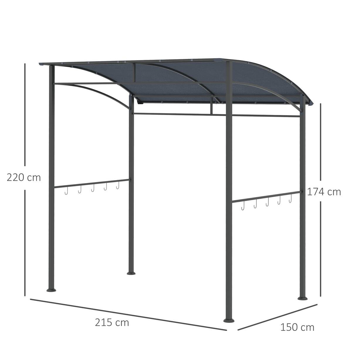 Outsunny Grillpavillon grau Polyester B/H/L: ca. 150x220x215 cm