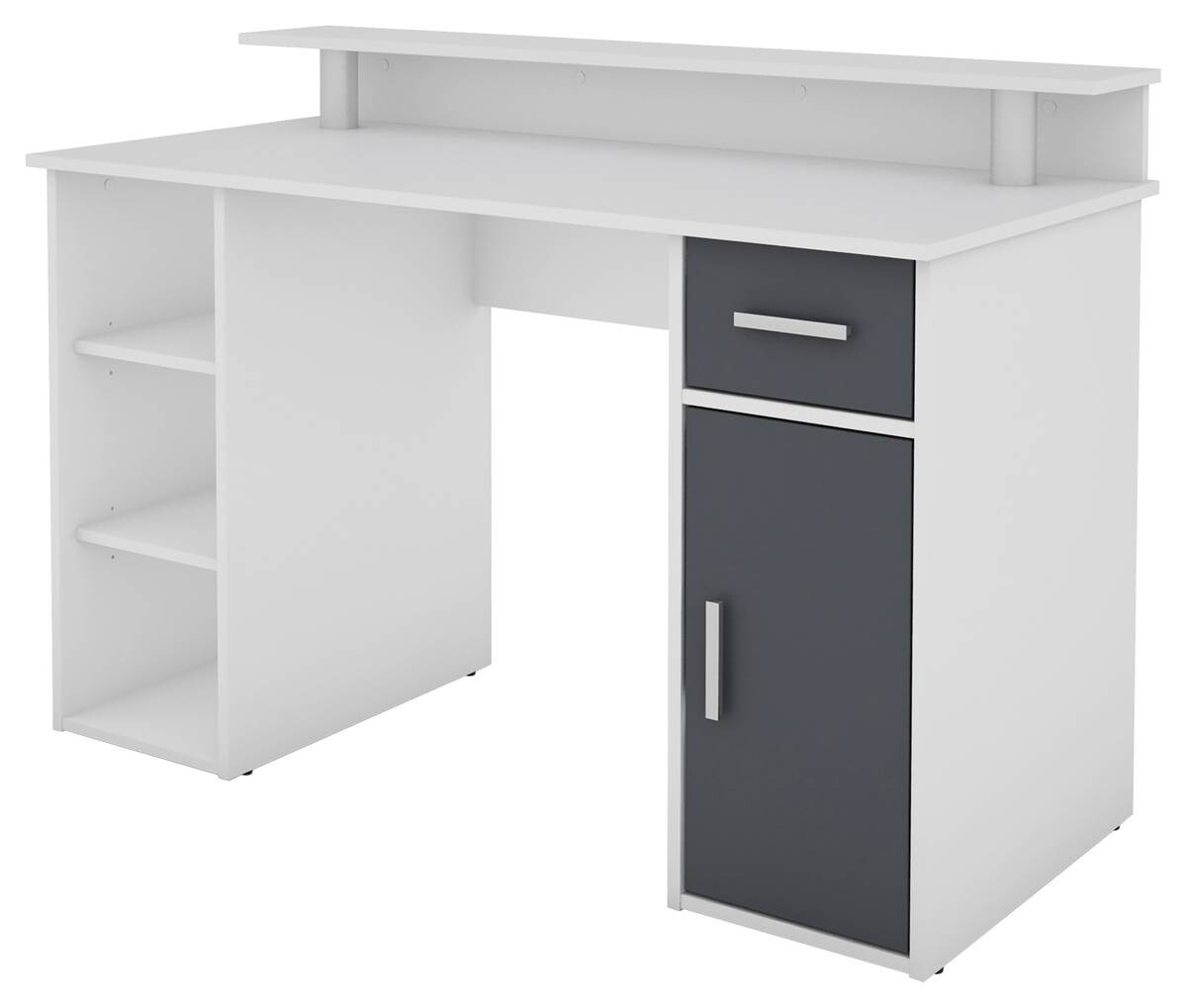 Schreibtisch DIEGO weiß anthrazit silber B/H/T: ca. 120x88x55 cm