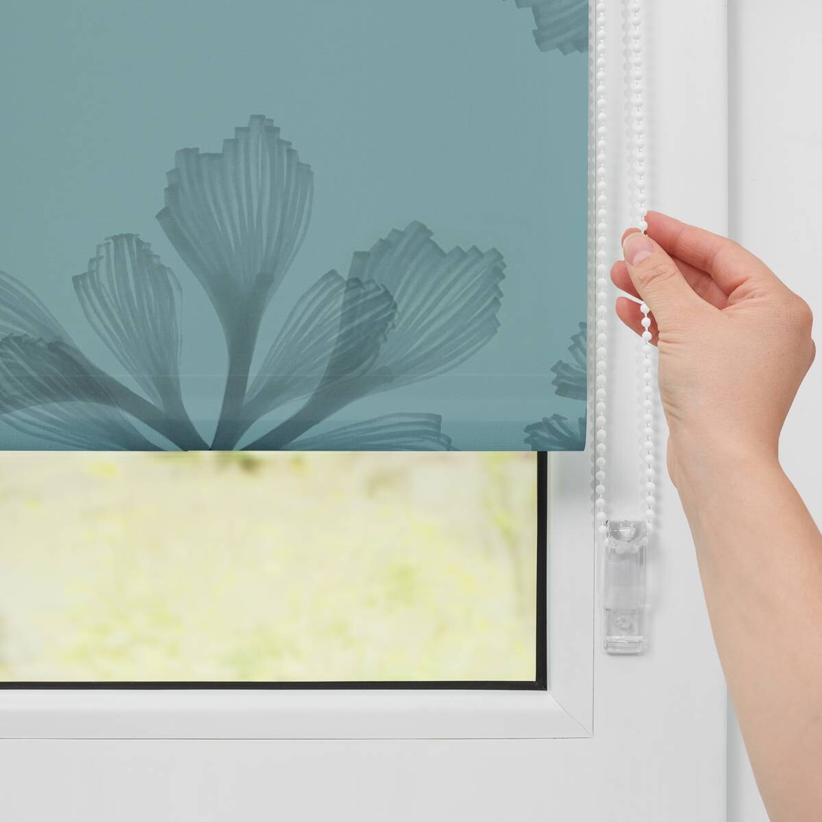 LICHTBLICK Rollo Aqua Floral blau B/L: ca. 100x150 cm