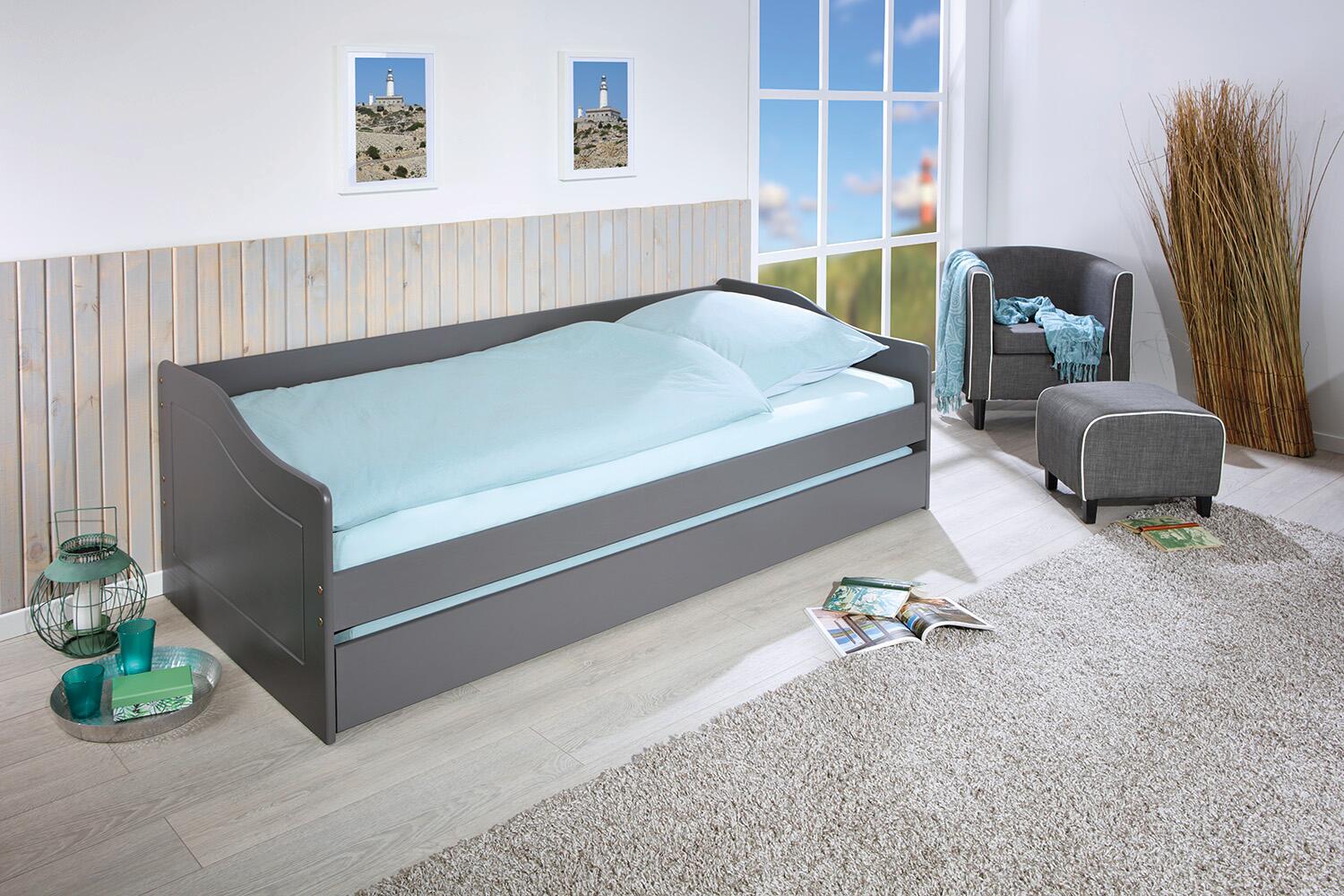 Funktionsbett Malte grau Liegefläche B/L: ca. 90x200 cm