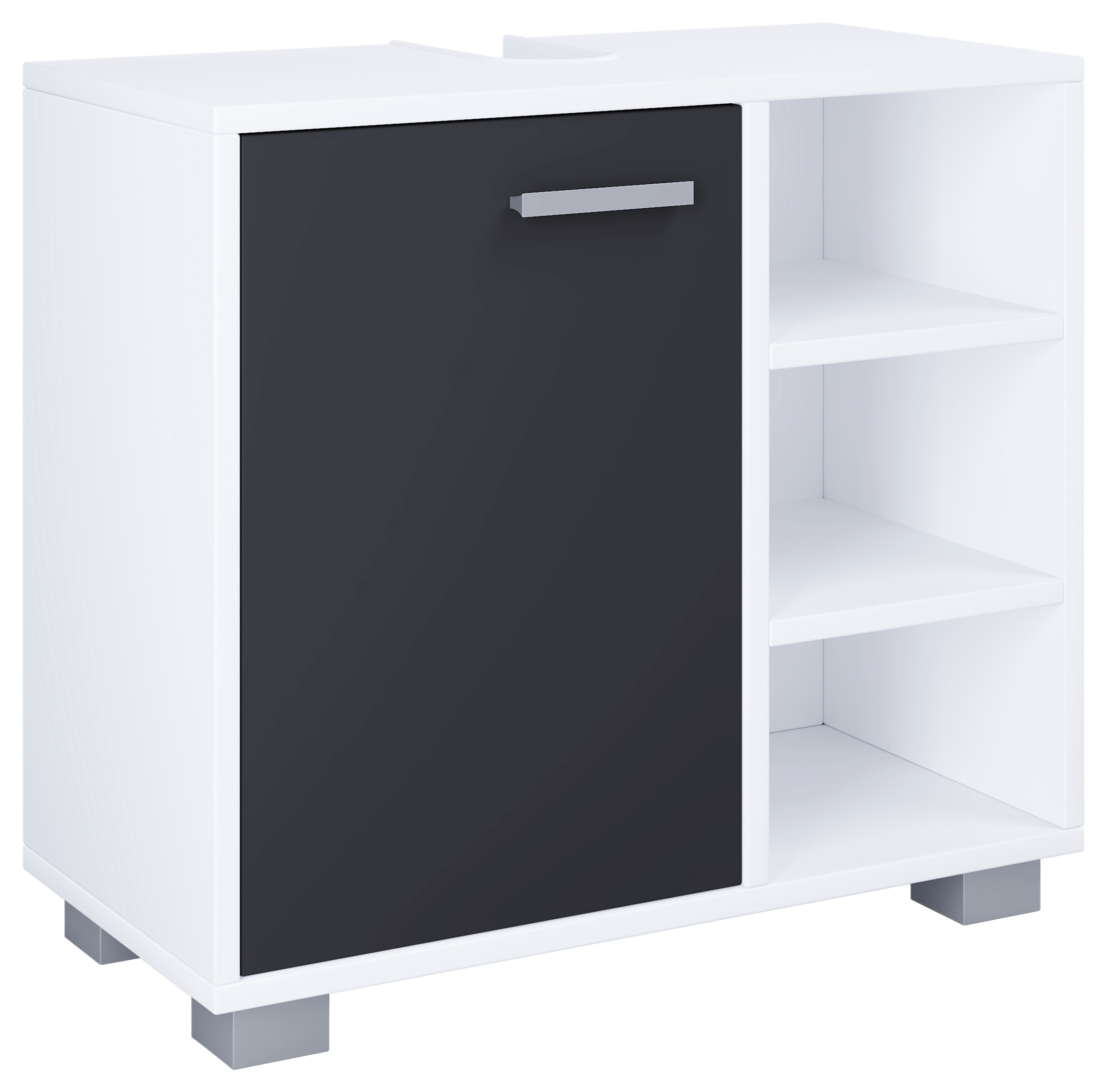 Waschbeckenunterschrank Zalo weiß schwarz B/H/T: ca. 60x55x30 cm