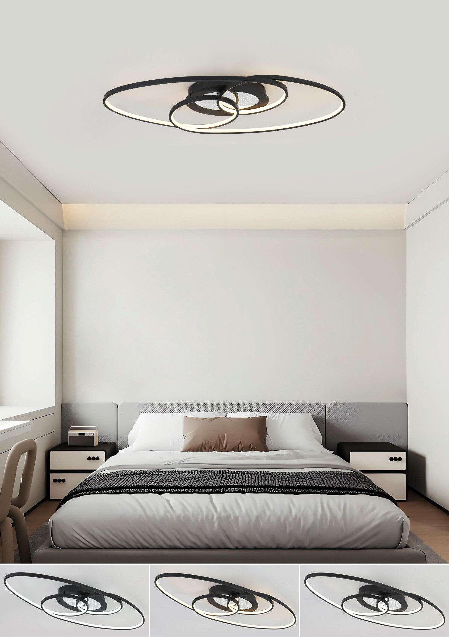 Nolo LED-Deckenleuchte Flow schwarz Metall B/H/L: ca. 30x7,5x85 cm