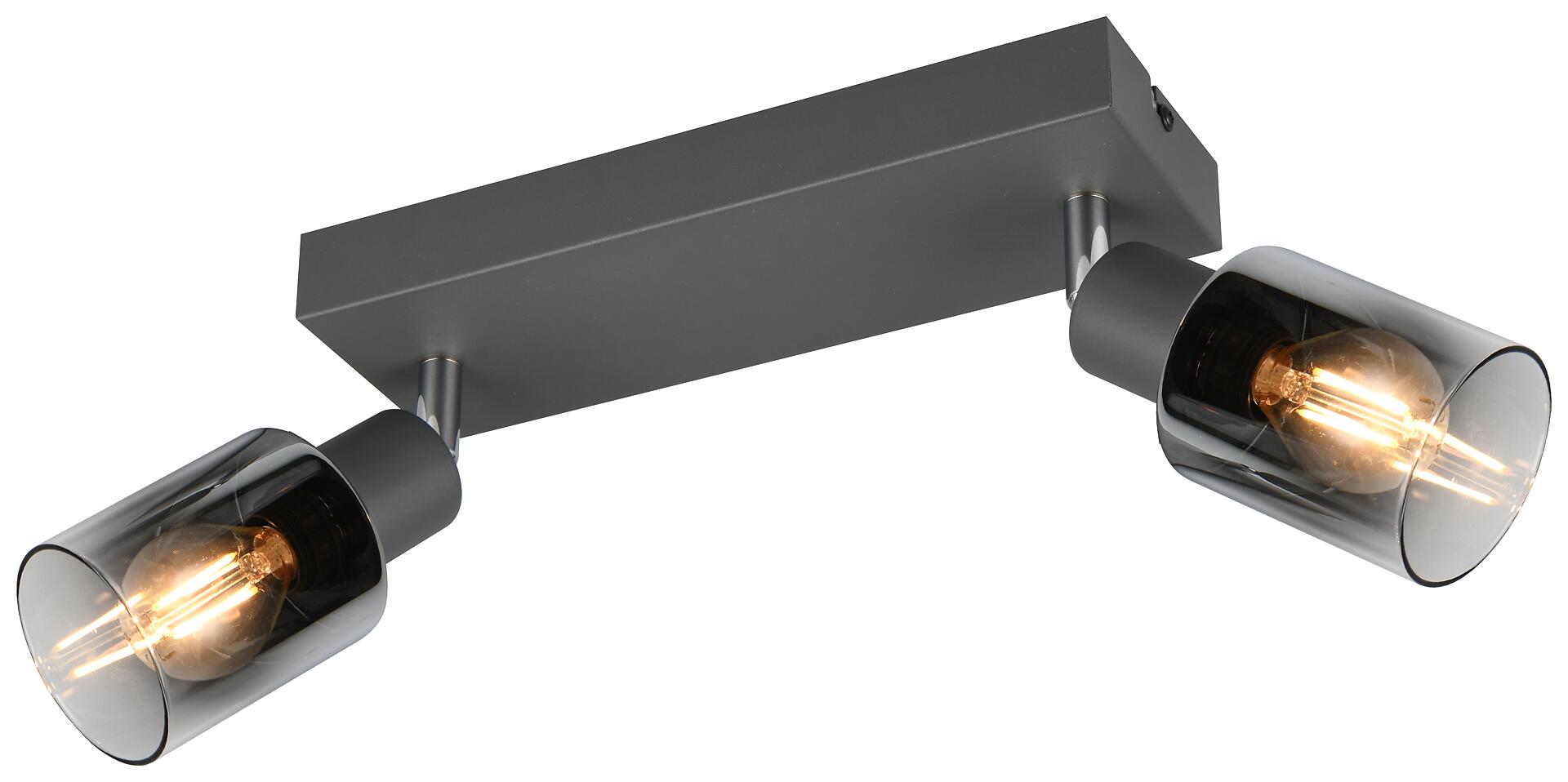 Reality Spotleuchte Cadiz anthrazit Glas Metall B/H/L/D: ca. 27,5x17x8,5x7 cm E14 2 Brennstellen