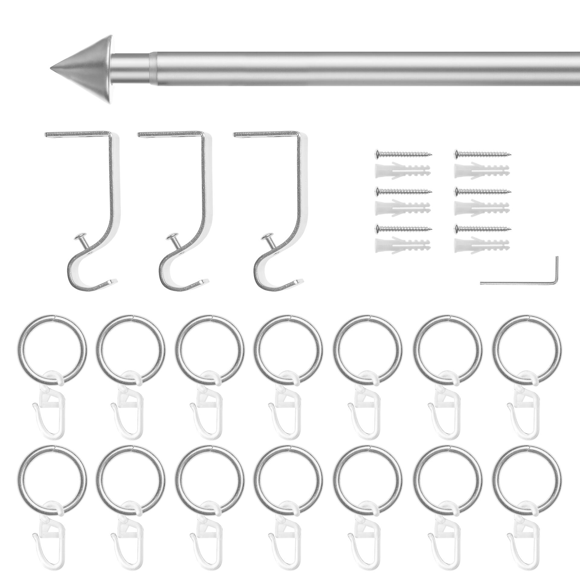 LICHTBLICK Gardinenstange Kegel Chrom Metall D: ca. 2 cm ausziehbar von ca. 130 bis 240 cm 2.0 Läufe