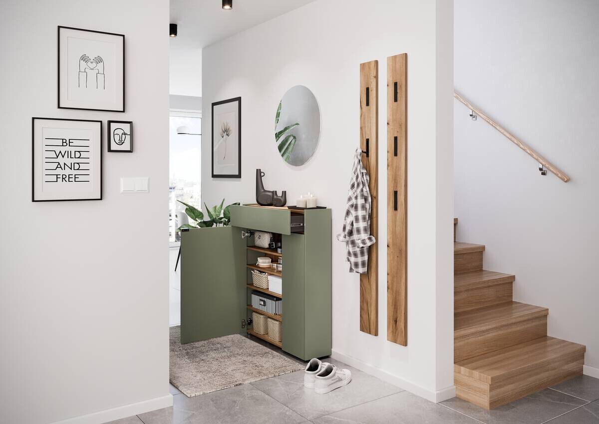 Mehrzweckschrank 1319-629 grün Eiche Navarra Nachbildung B/H/T: ca. 82x102x22 cm