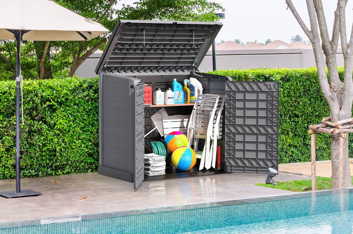 VCM Mülltonnenbox 2er StoreAway grau Kunststoff B/H/L: ca. 145x125x83 cm