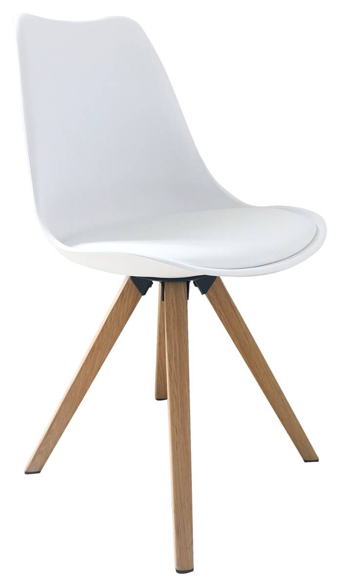 Stuhl KIRA 2er-Set weiß weiß Eiche Kunststoff Kunstleder Metall B/H/T: ca. 48x86x55,5 cm