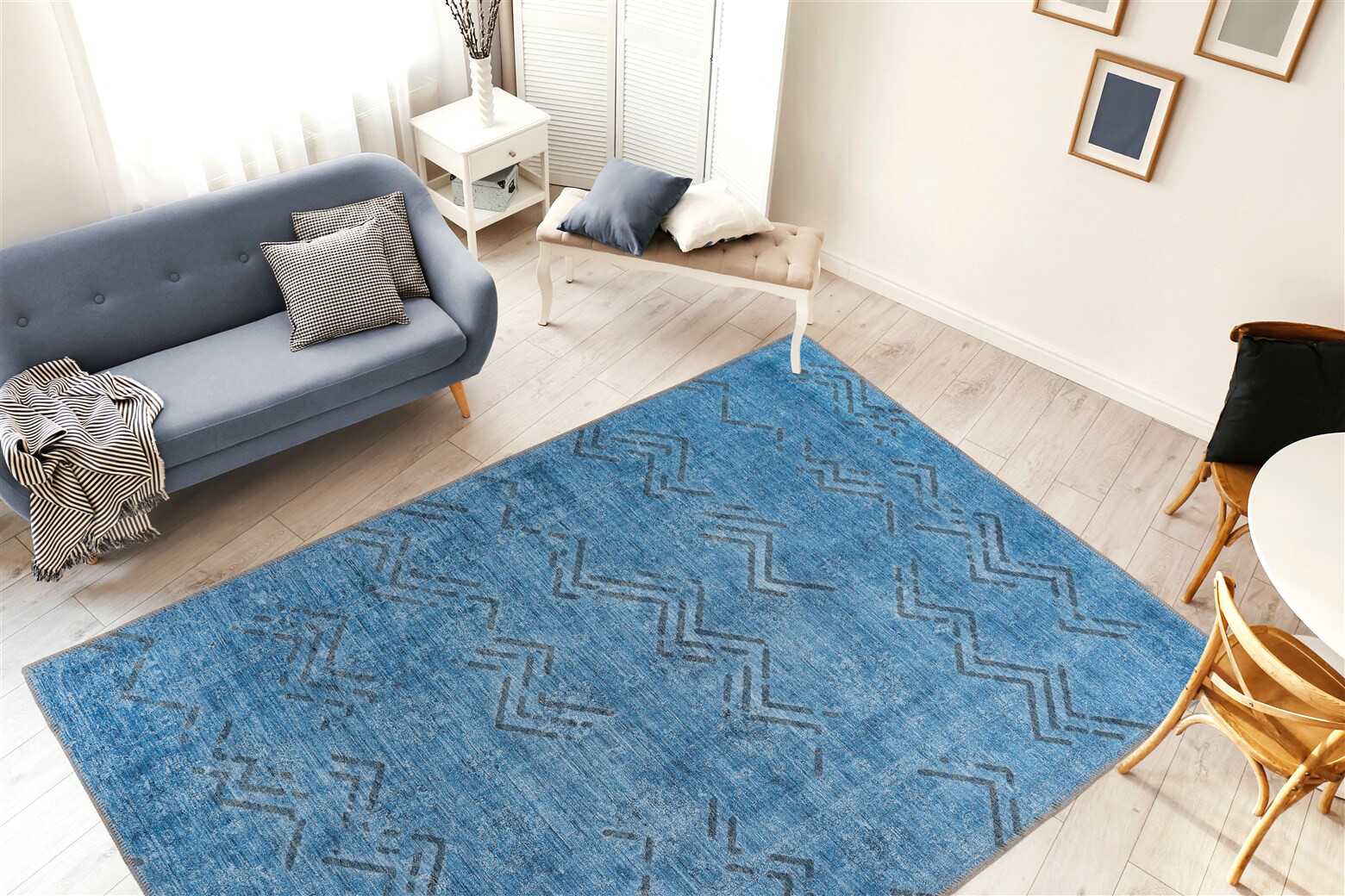 me gusta Kurzflorteppich Antique 325 blau B/L: ca. 80x150 cm