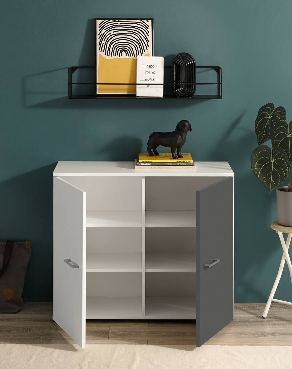 Kommode Alex weiß Graphit B/H/T: ca. 90x75x37 cm