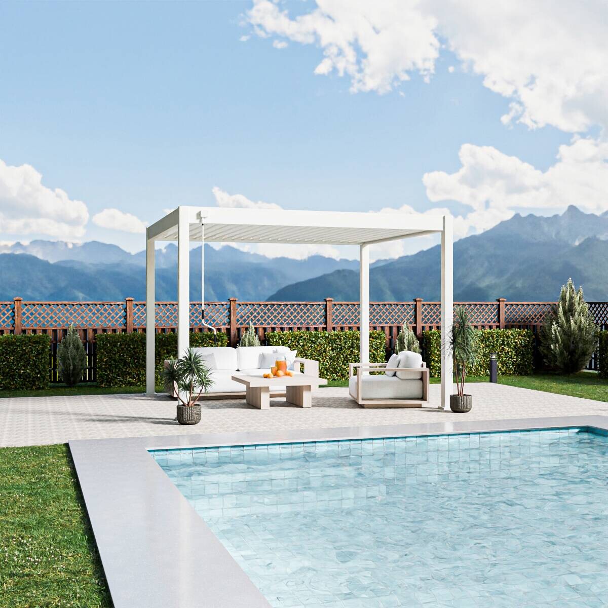 PergoLine Pergola Trumpf weiß Aluminium B/H/L: ca. 360x255x300 cm