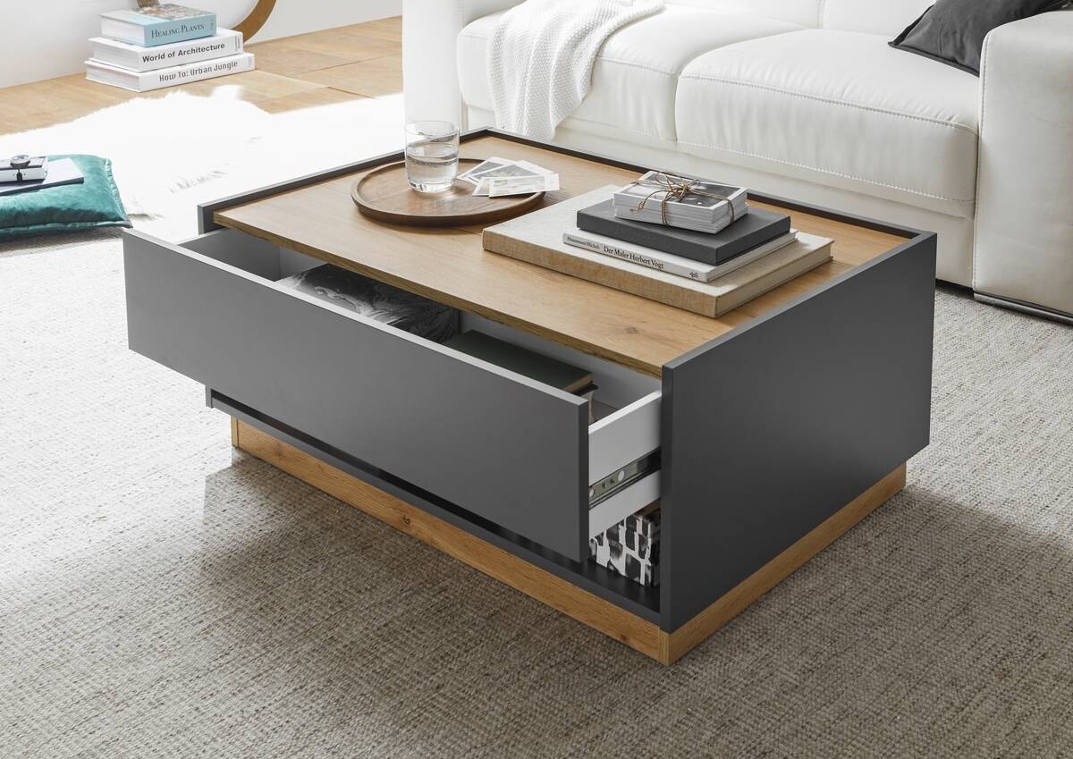 Couchtisch City Eiche Wotan Nachbildung anthrazit B/H/T: ca. 90x38x60 cm