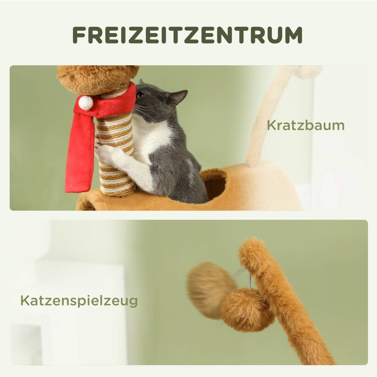 PawHut Kratzbaum braun Polyester B/H/L: ca. 34x98x48 cm