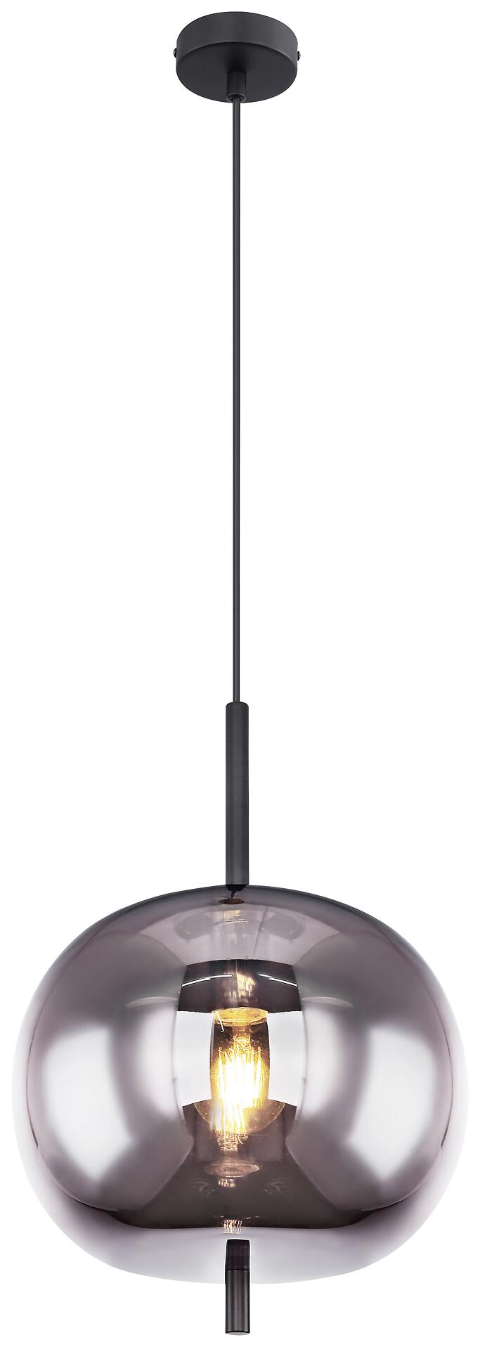 GLOBO Pendelleuchte Blacky schwarz Metall Rauchglas H/D: ca. 120x30 cm E27 1 Brennstellen