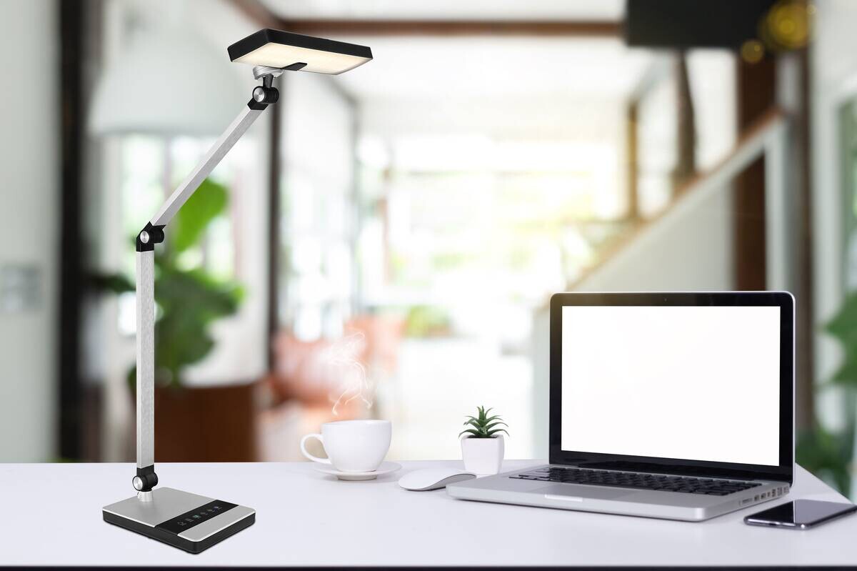 GLOBO LED-Schreibtischleuchte Dally 58427S silber schwarz Alu Kunststoff H: ca. 82 cm