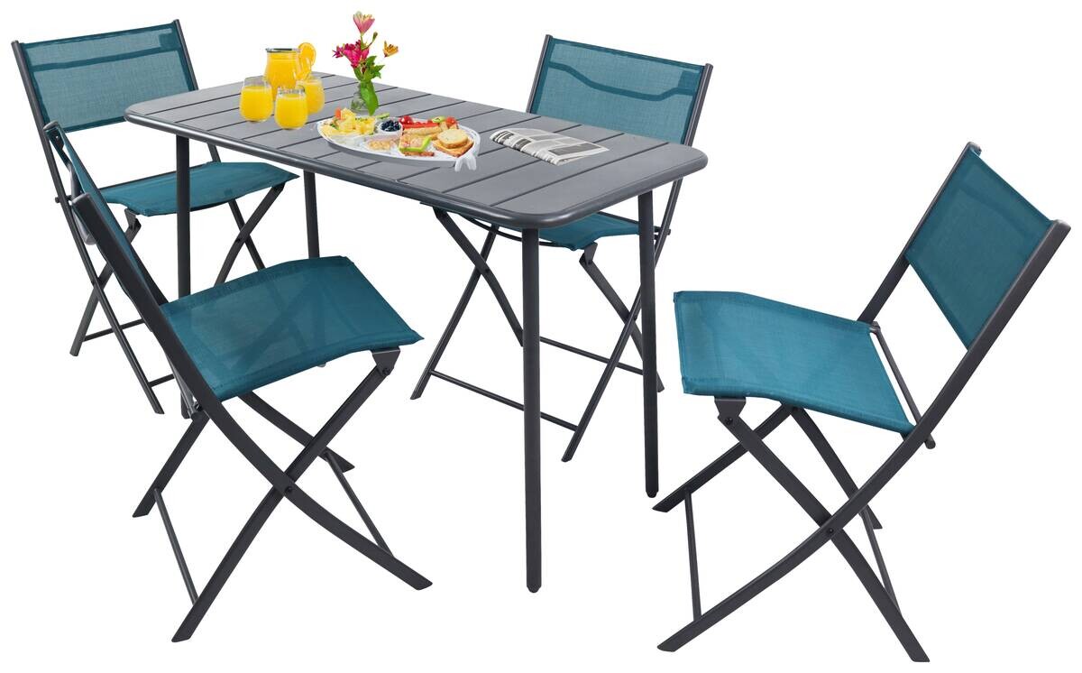 VCM Gartensitzgruppe Sumila türkis Stahl B/H/L: ca. 45x79x46 cm