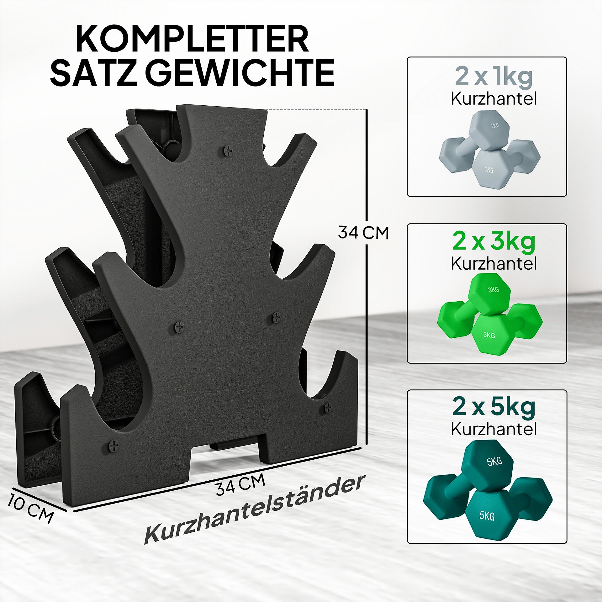 SPORTNOW Hantelset mehrfarbig Metall B/H/L: ca. 10x34x34 cm