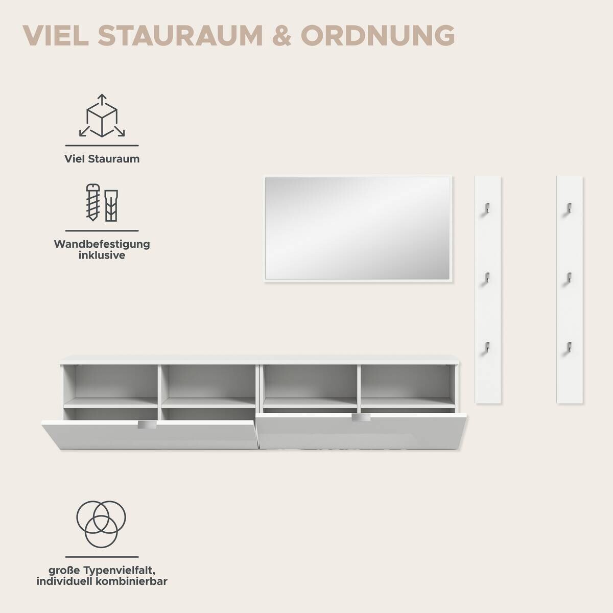 Garderobe PROJEKT X weiß weiß Hochglanz B/H/T: ca. 237x191x37 cm