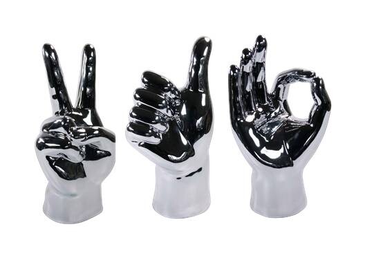 Glas-Art Deko-Figur silber Keramik B/H: ca. 10x20 cm