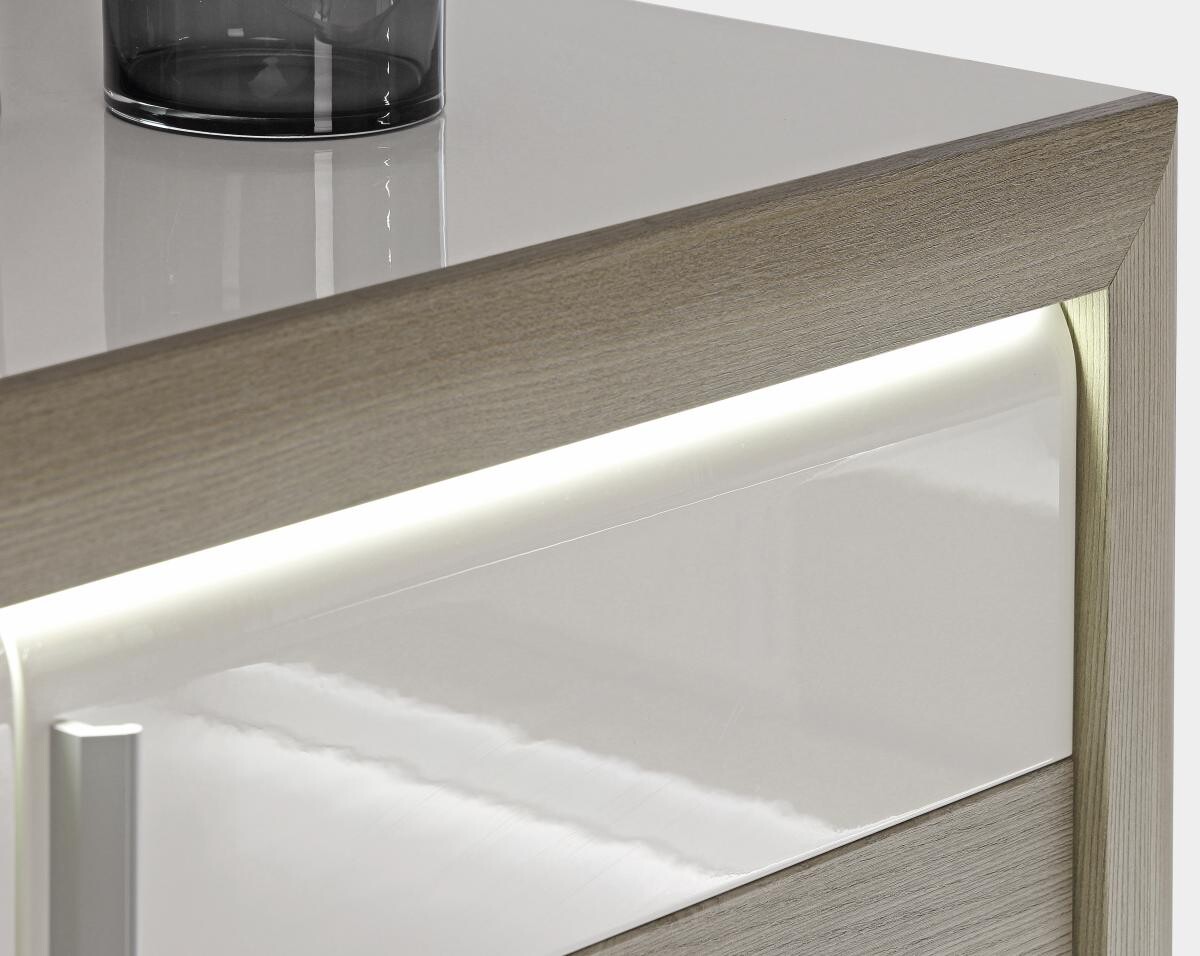 Sideboard weiß weiß Hochglanz Eiche Nelson Nachbildung B/H/T: ca. 192,7x98,2x53 cm