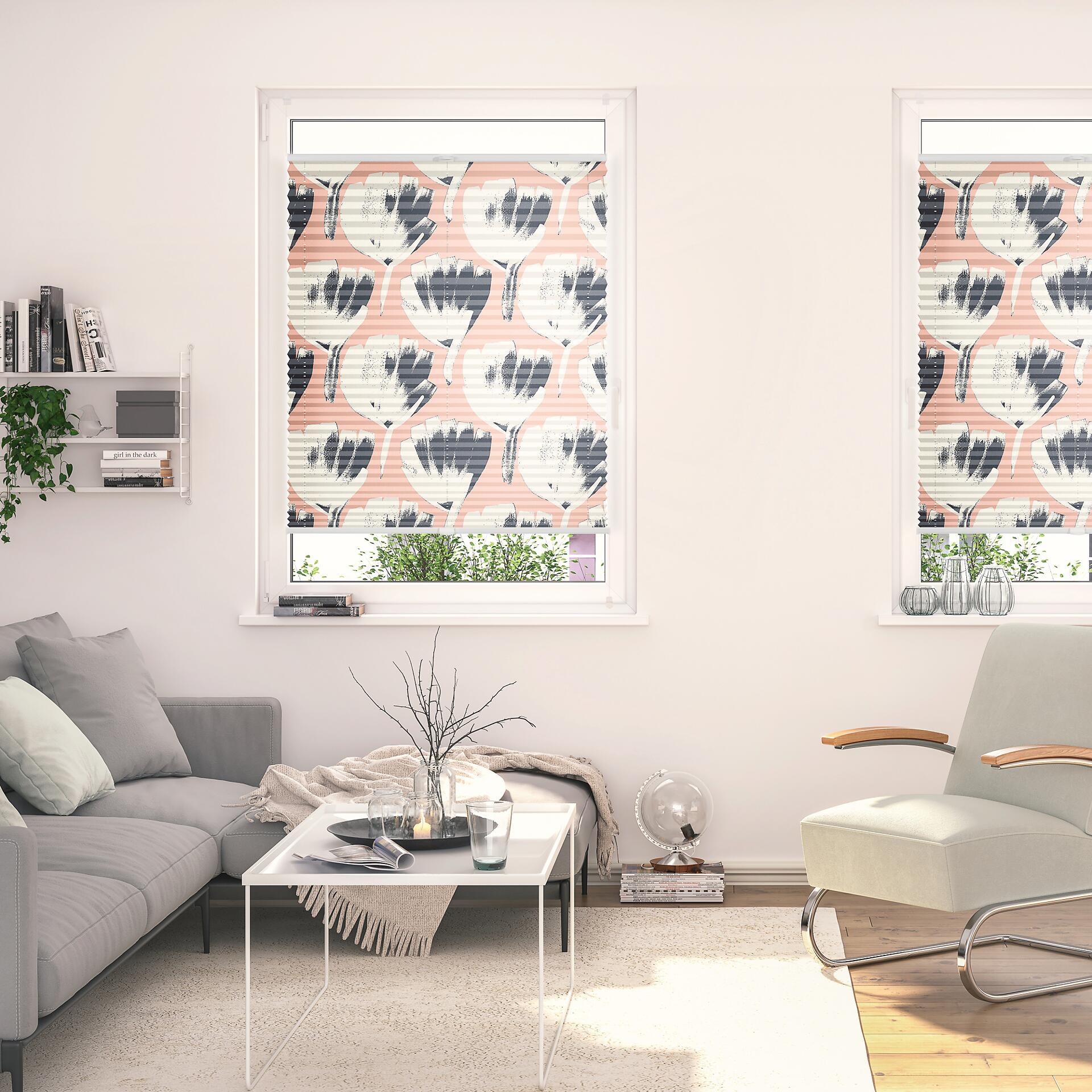 LICHTBLICK Spannplissee Jumbo Flowers rot B/L: ca. 80x130 cm