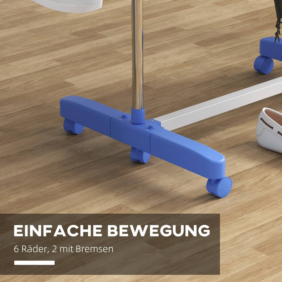 HOMCOM Wäscheständer blau Polypropylen B/H/L: ca. 55x142x172 cm