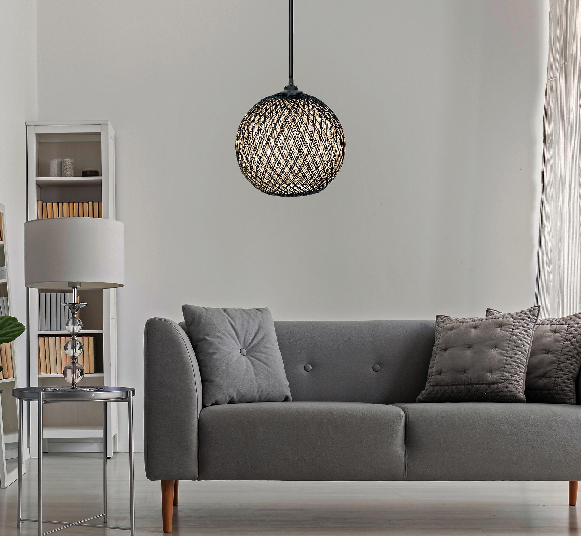 Opviq Pendelleuchte ecru braun B/H/T/L: ca. 22x55x24x22 cm E27 1 Brennstellen