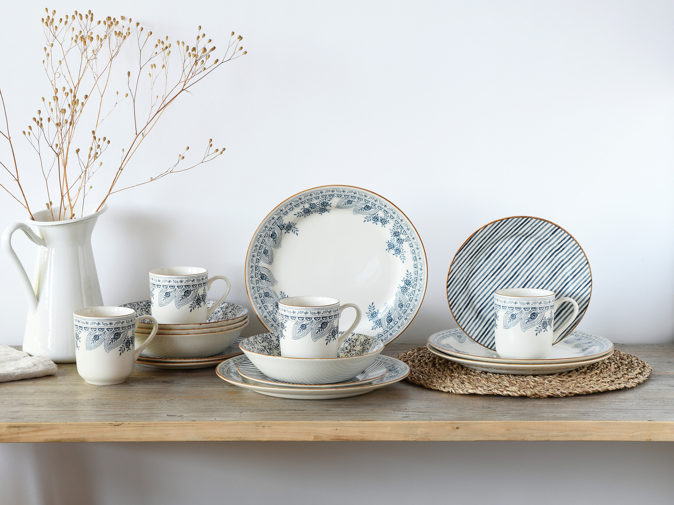 CreaTable Tafelservice Euböa blau Steingut 16 tlg.