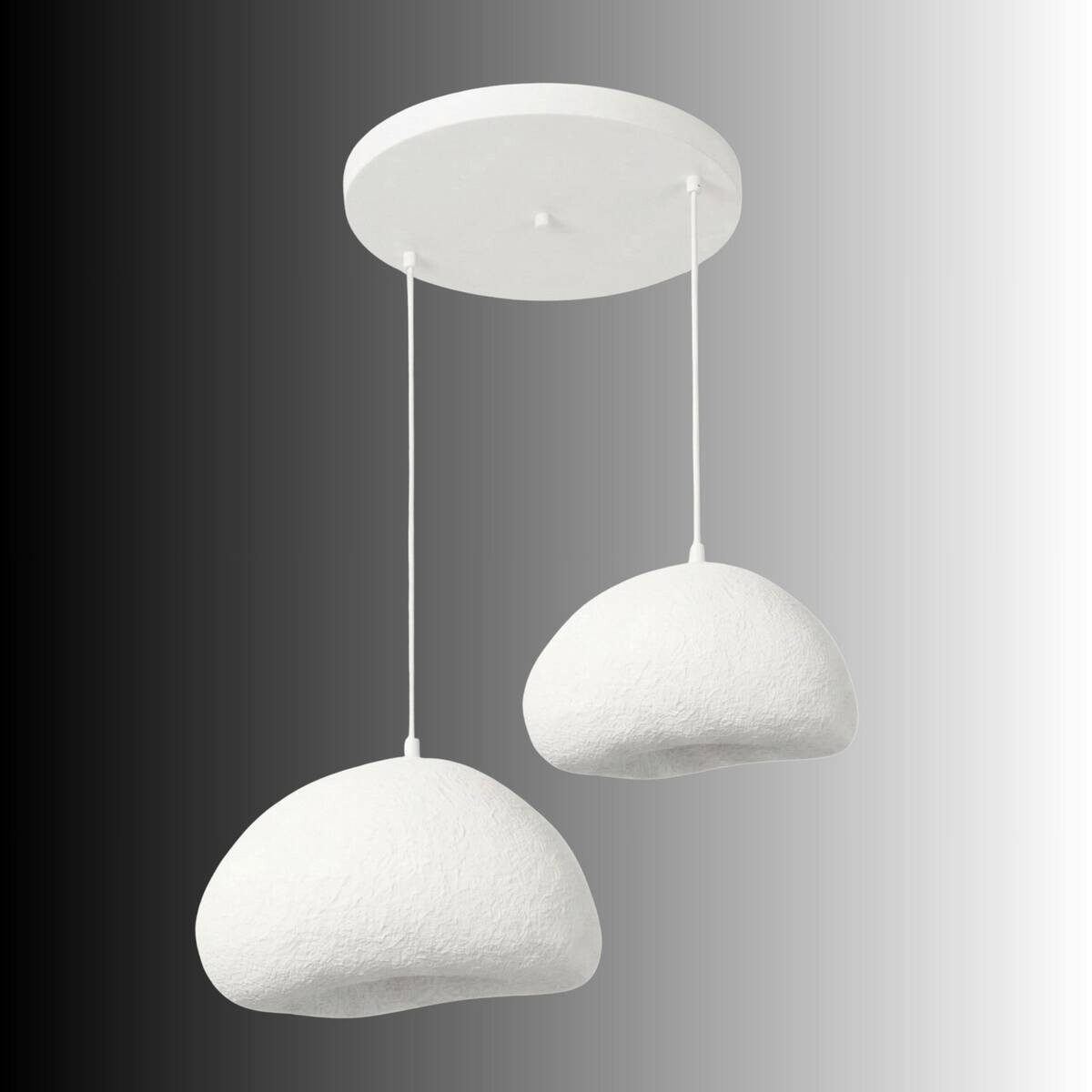 Opviq Pendelleuchte weiß Fiberglas Metall B/T/L: ca. 89x89x89 cm E27 2 Brennstellen