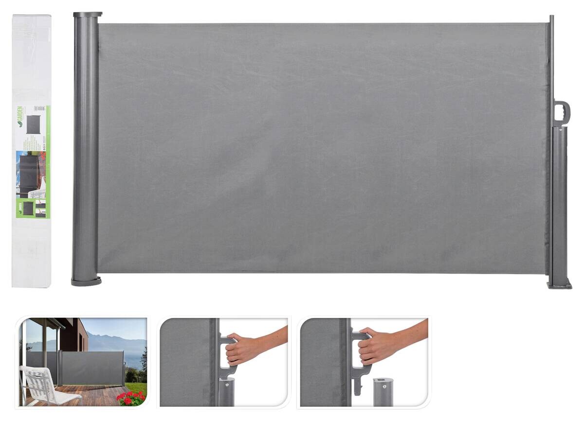 Terrassenwindschutz grau Aluminium B/H/L: ca. 19x10,5x165,5 cm